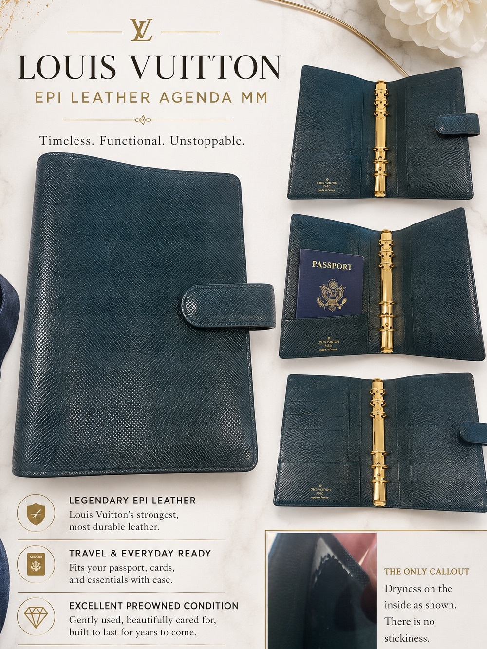 Louis Vuitton Epi Leather Agenda MM in Deep Forest Green